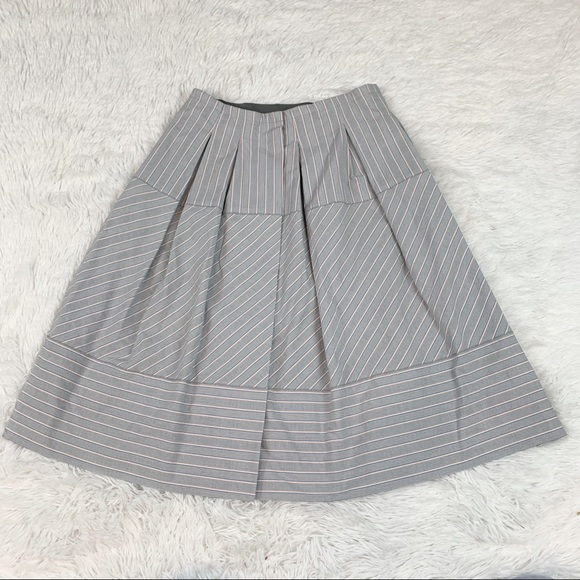 Piazza Sempione New striped pleated knee length Skirt front snap button - Picture 6 of 13
